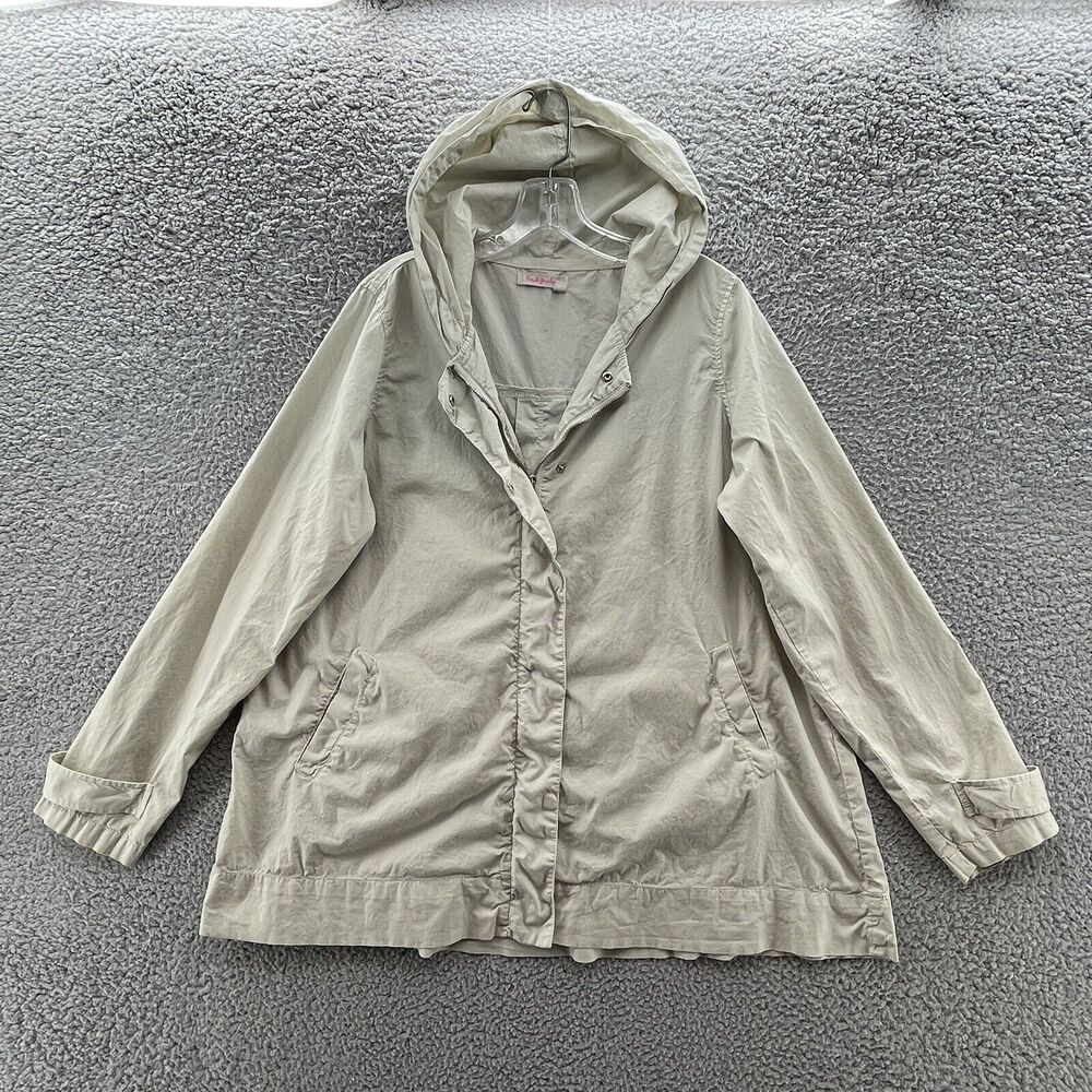 Fresh Produce Jacket Womens Large Beige Lightweight Relaxed Full Zip Hooded